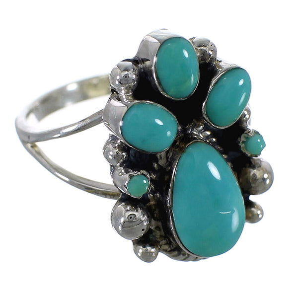 Authentic Sterling Silver Southwest Turquoise Ring Size 4-3/4 RX60423
